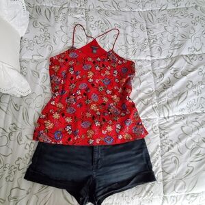 Floral Red Women's Top